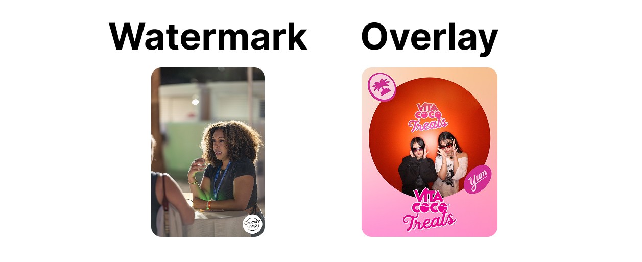 Examples of watermark and overlay branding